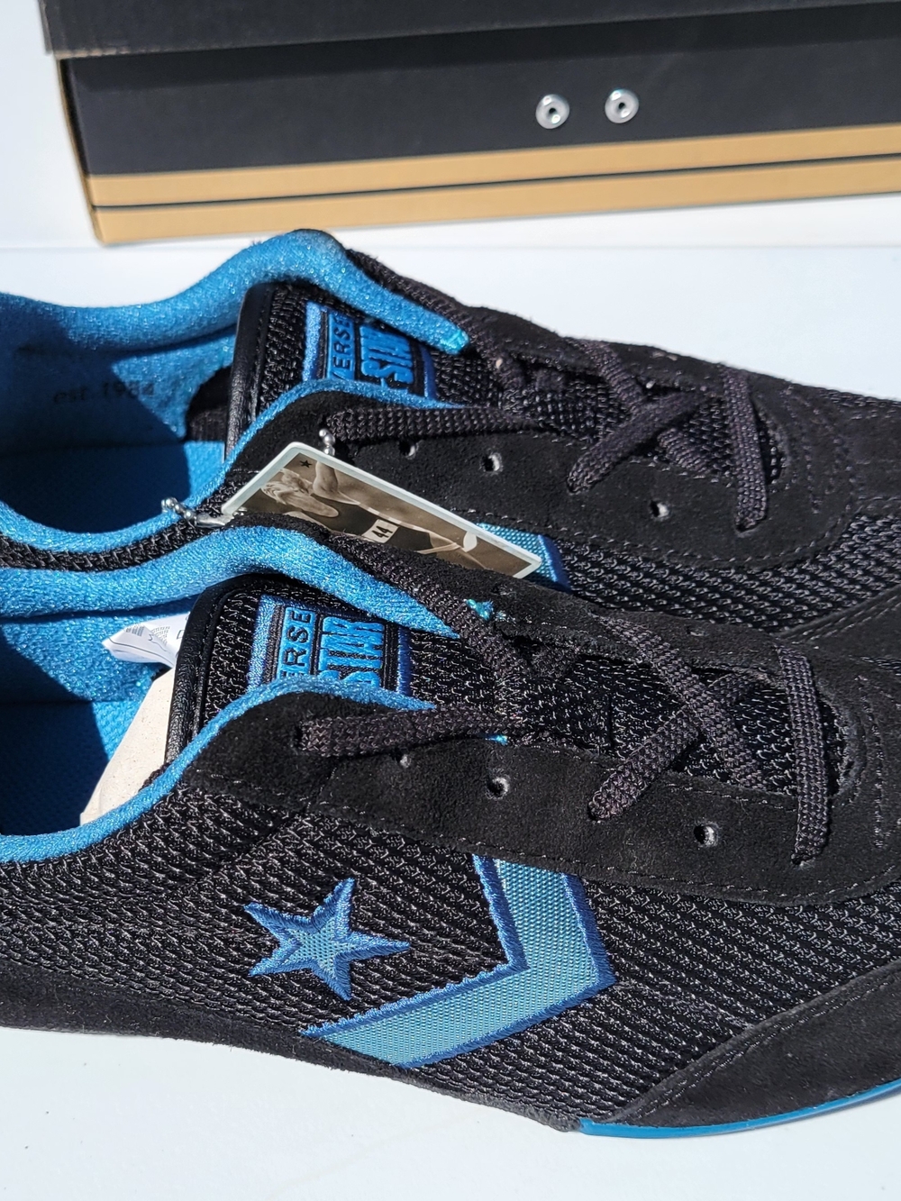 YOUTH 5.5 / WOMENS 7 CONVERSE RETRO RUN OX BLACK BLUE 1S944 New In Box - Picture 4 of 8
